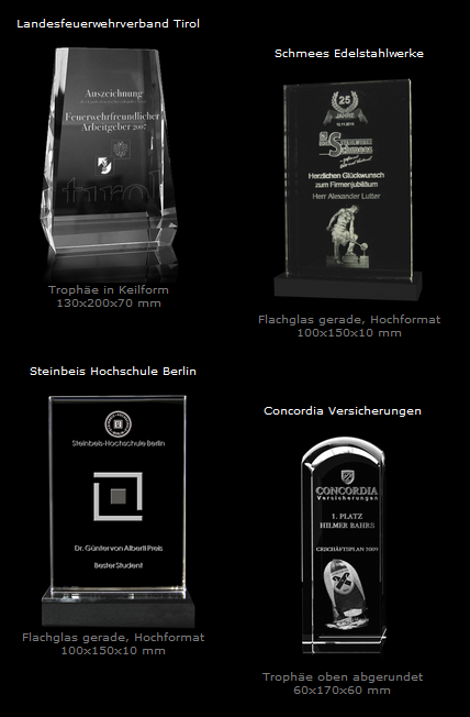 Wir fertigen für Ihr Unternehmen hochwertige und ganz individuelle Awards in höchster Qualität! Hochwertige Awards mit Glasfotos