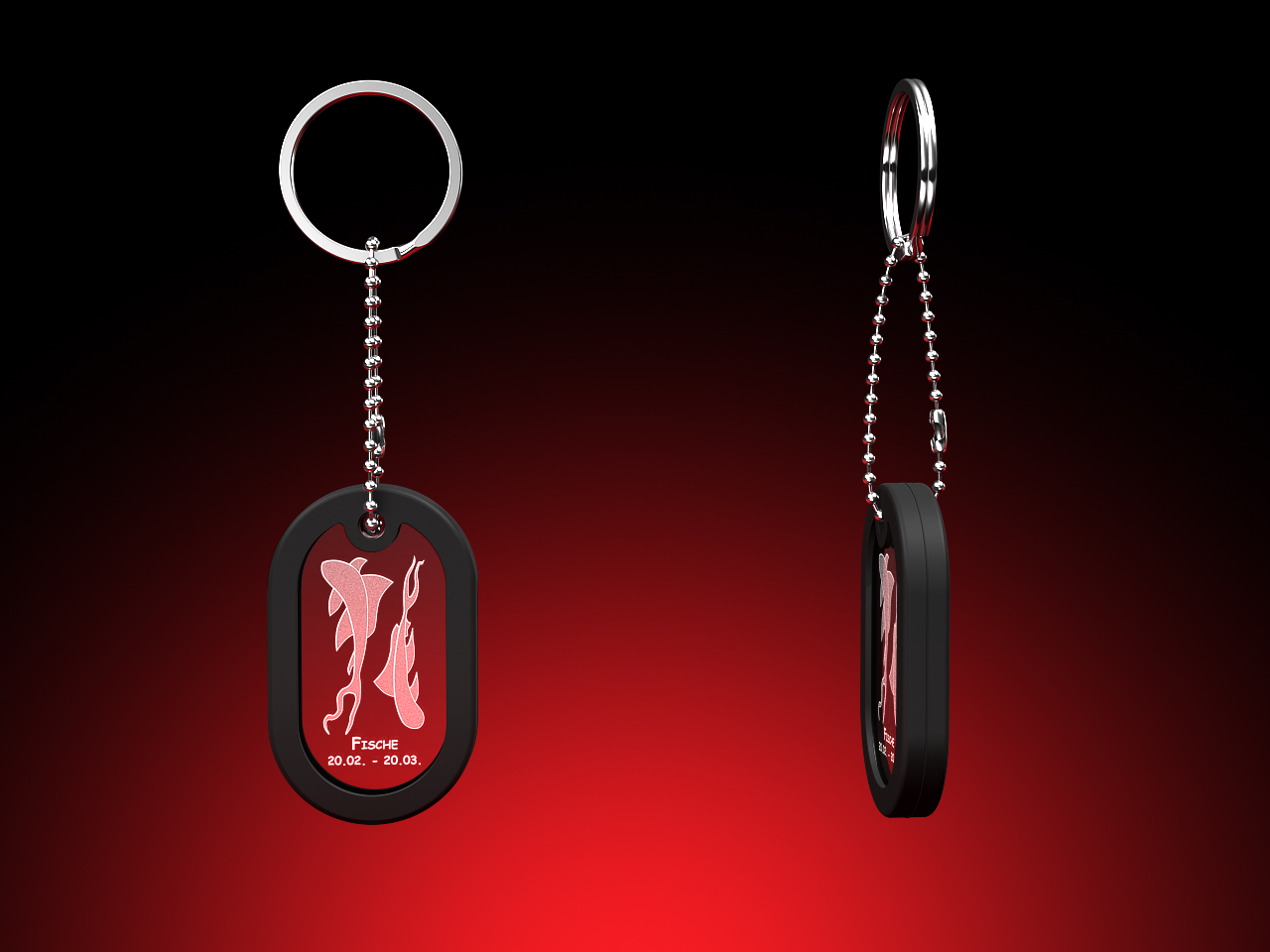 Sternzeichen Fische: Dog Tag Schlüsselanhänger bei GLASFOTO.COM