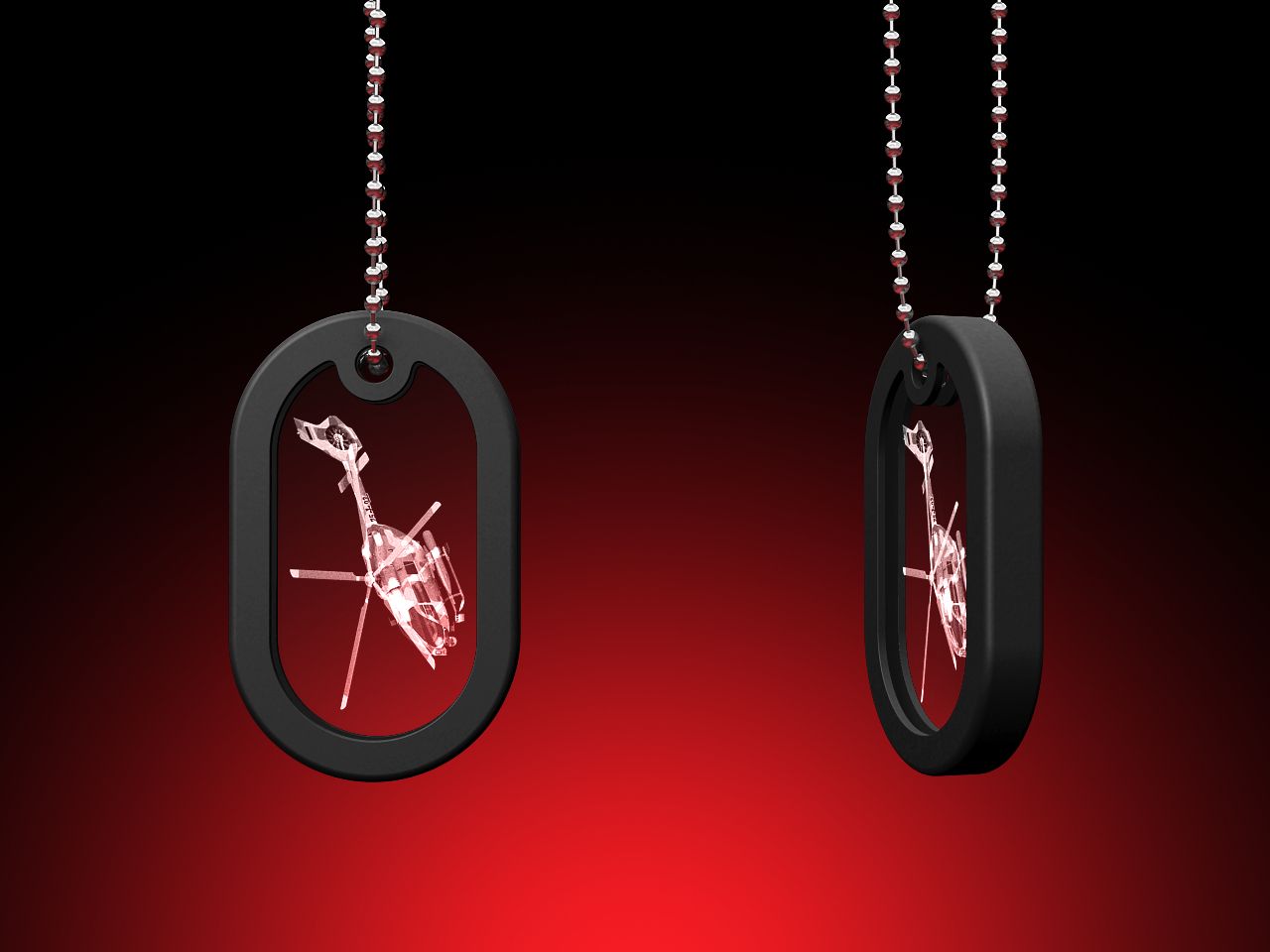 Hubschrauber H145M - Dog Tag mit Kette (28 x 50 x 5)