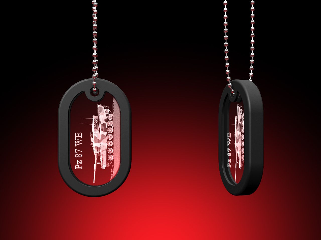 Pz 87 WE - Dog Tag mit Kette (28 x 50 x 5)