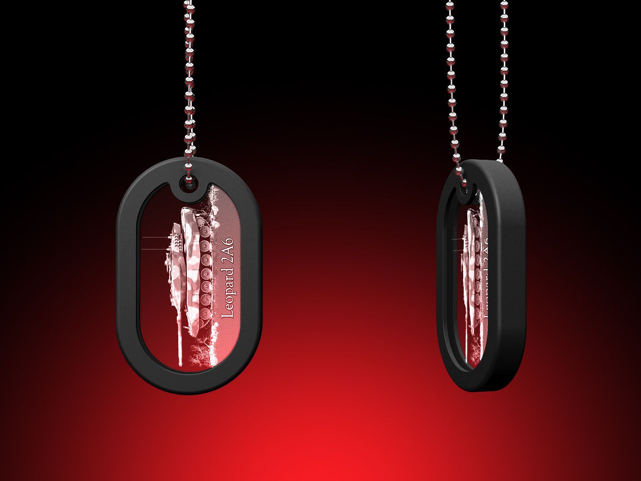 Leopard 2A6 - Dog Tag mit Kette (28 x 50 x 5)
