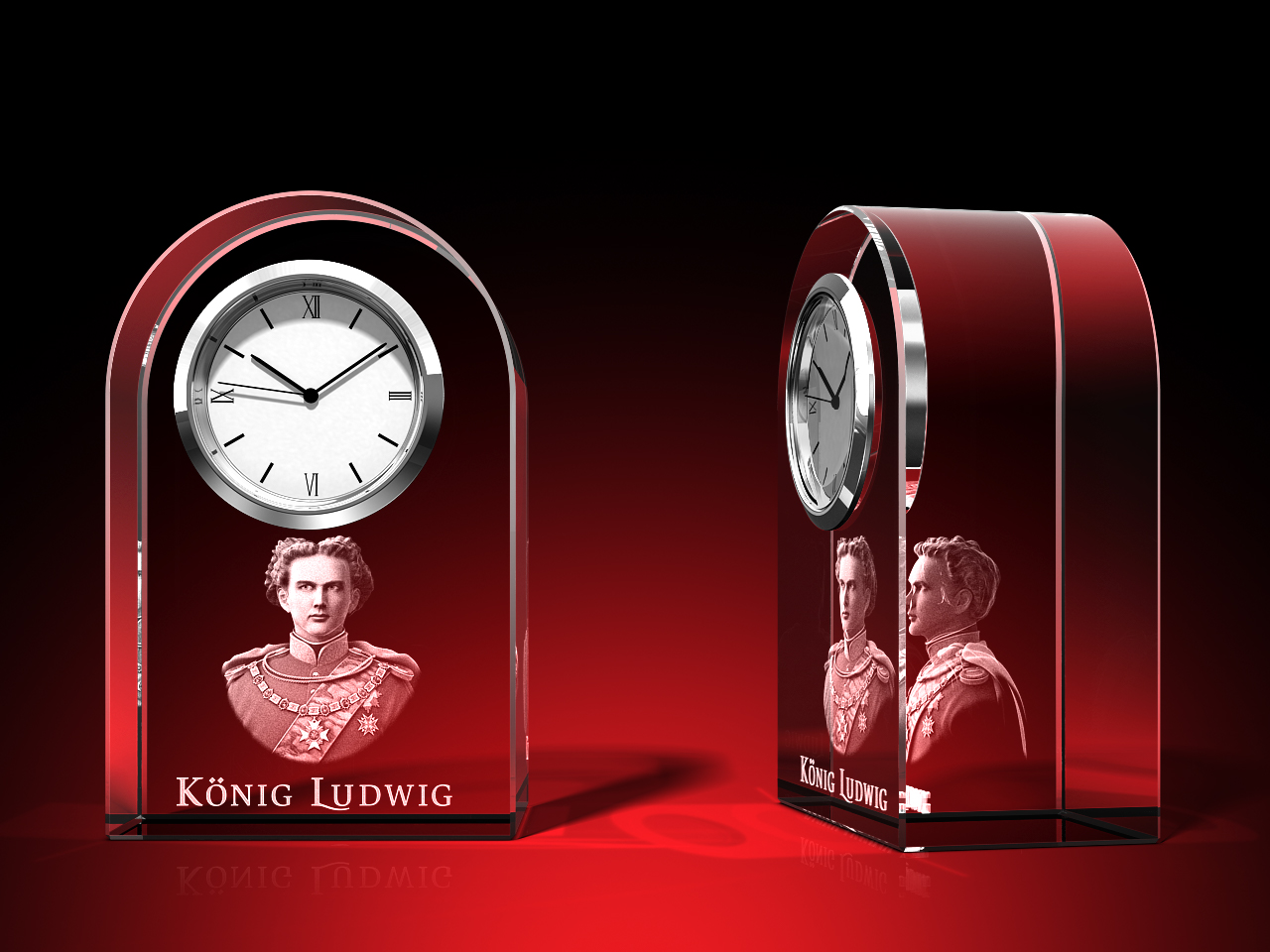 König Ludwig - Uhr, Glas rund