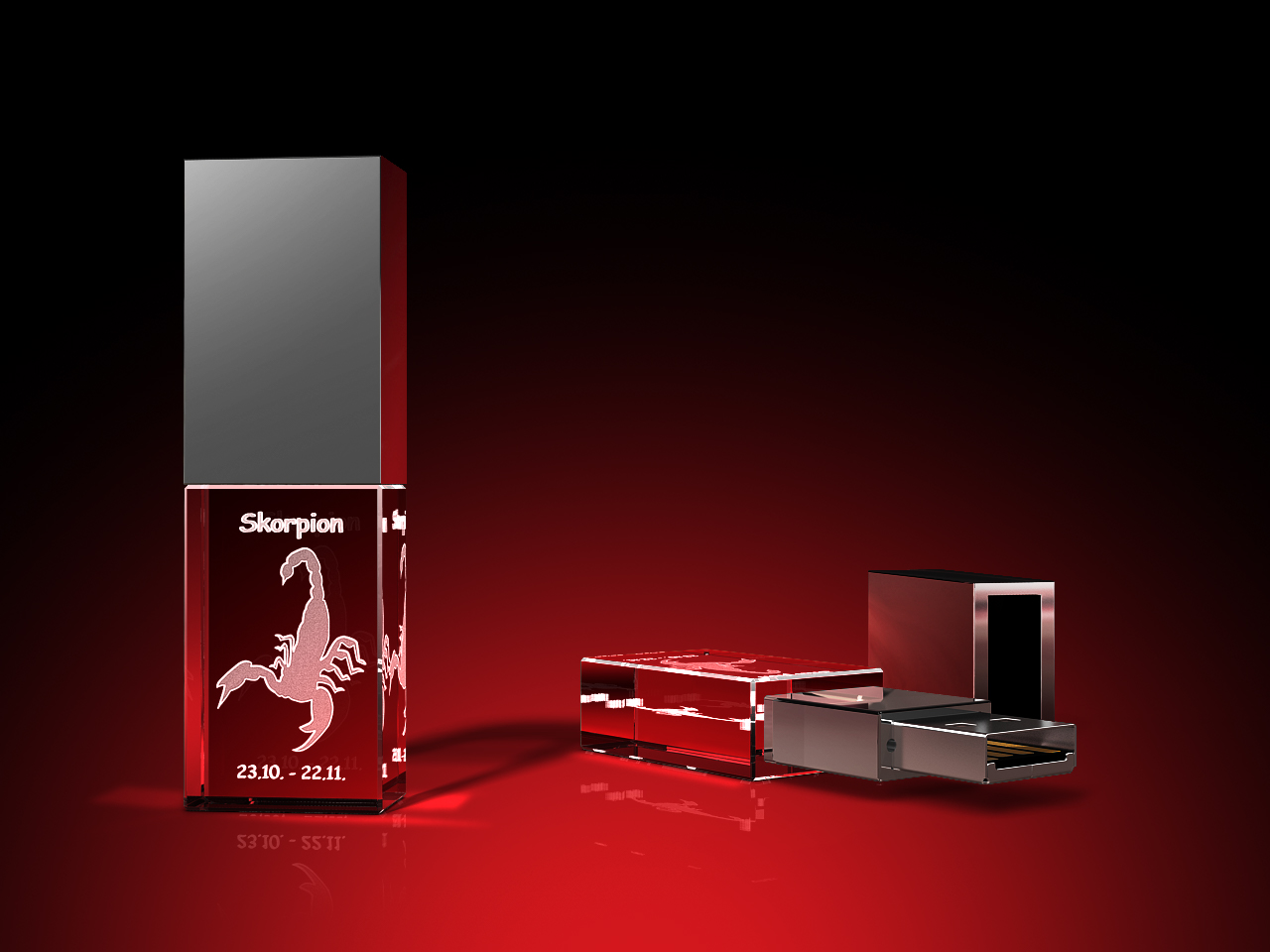 Sternzeichen Skorpion - USB-Stick, LED weiß, 64 GB (30 x 18 x 10) – GLASFOTO.COM