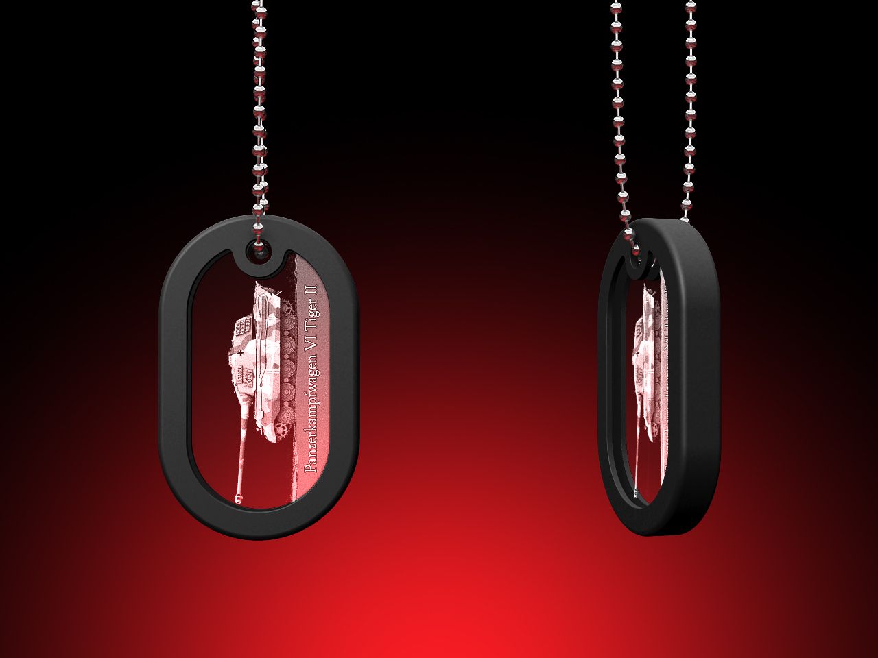 Tiger II - Dog Tag mit Kette (28 x 50 x 5)