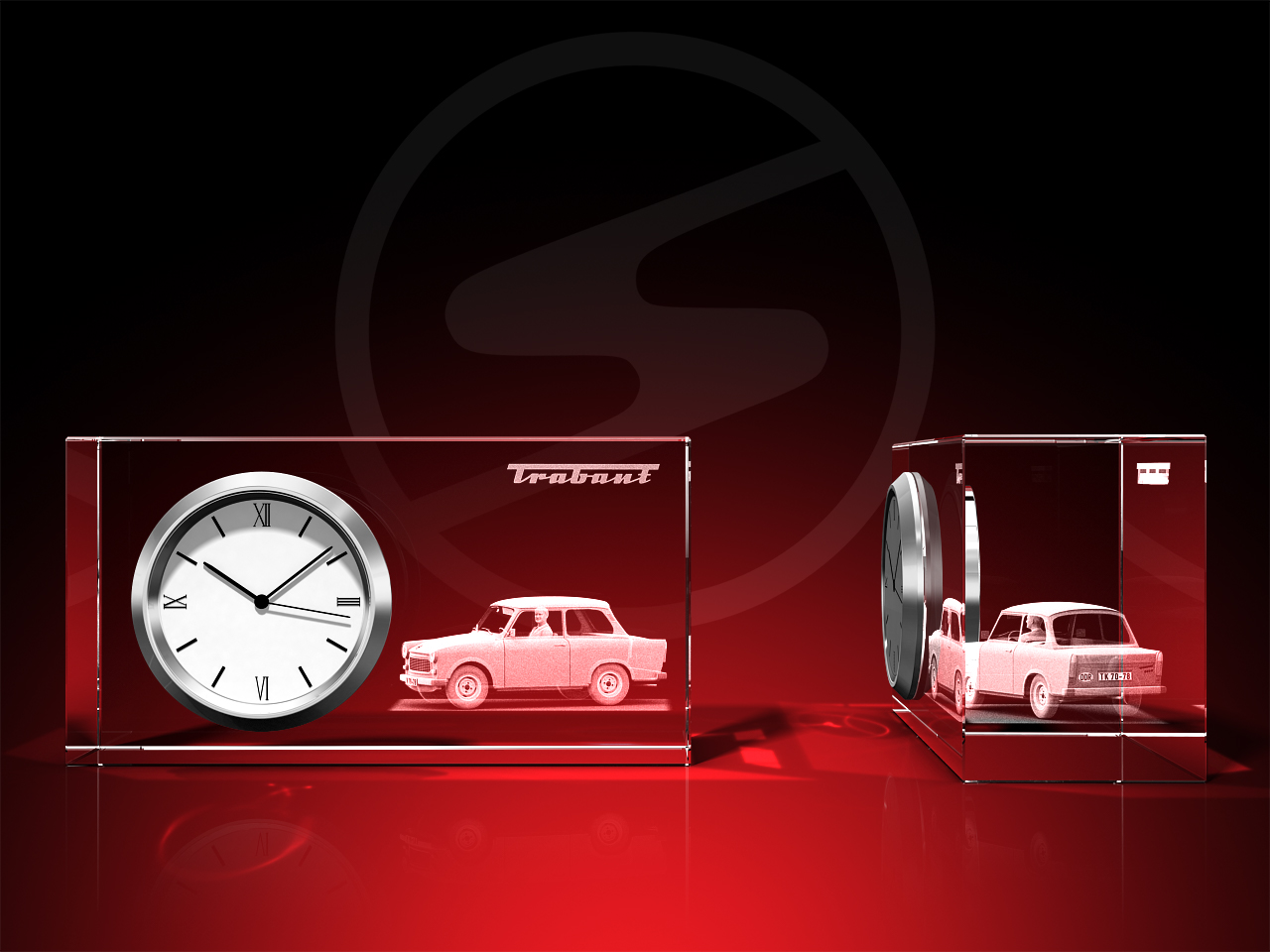  Trabant 601 - Limousine - Uhr, Glas eckig – GLASFOTO.COM