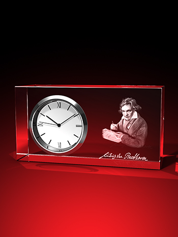 Ludwig van Beethoven : Beethoven - Uhr, Glas eckig – GLASFOTO.COM