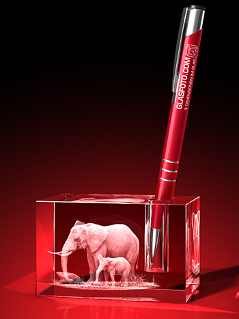 stifthalter, elefanten, 3D Tiere, Tiere in Glas, GLASFOTO.COM