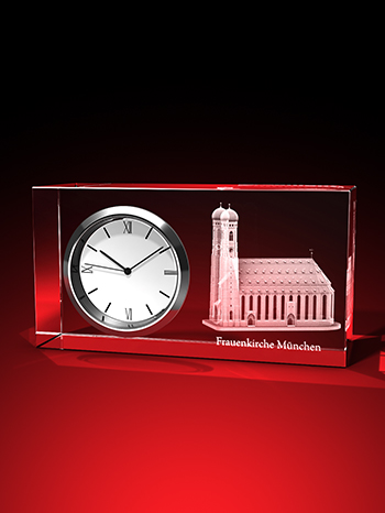 Dom München - Uhr, Glas eckig (95 x 50 x 35) – GLASFOTO.COM
