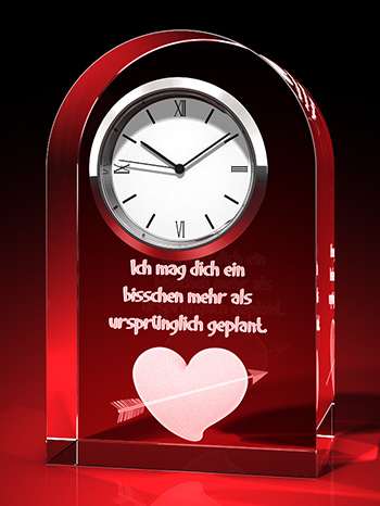 Herz + Ich mag dich - Uhr, rund – GLASFOTO.COM