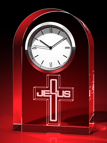 Schriftzug 'Jesus' - Uhr, Glas rund – GLASFOTO.COM