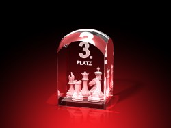 Schach Pokal - Schachbrett - 3. Platz - Quader RD – GLASFOTO.COM