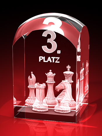Schach Pokal - Schachbrett - 3. Platz - Quader RD – GLASFOTO.COM