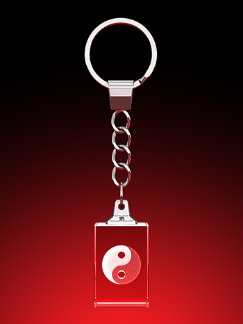 Yin-Yang 3D Kugel - Schlüsselanhänger (20 x 30 x 15) – GLASFOTO.COM