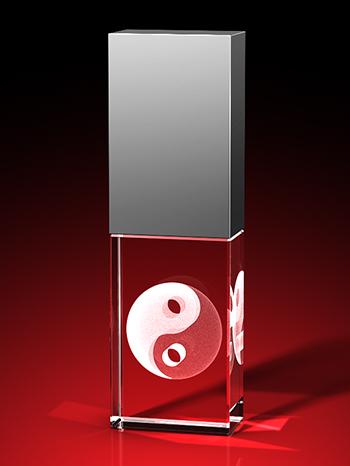 Yin-Yang 3D Kugel - USB-Stick, LED weiß, 16 GB – GLASFOTO.COM
