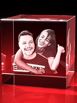 3D-Porträt vom Foto – 2 Personen - Würfel (100 x 100 x 100) mm – GLASFOTO.COM